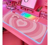 JMIYAV Pink RGB Gaming Mouse Pad PC XL Large Extended Glowing Led Light Up Desk Pad Non-Slip Rubber Base Computer Keyboard and Mouse Pad Cool Cute Mousepad Mat 80 * 30cm love001