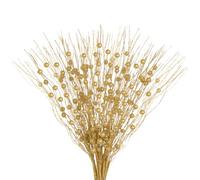 Jmkcoz 12 Pack Christmas Glitter Curly Spray Picks Berry Stems Wispy Willow Christmas Berry Picks Sprays Glittered Twigs for Christmas Tree Topper Wreath Garland Decoration Floral Arrangement (Gold)