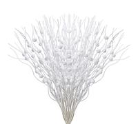 Jmkcoz 12 Pack Glitter Curly Christmas Spray Set White Wispy Willow Christmas Berry Picks Sprays Glittered Twigs Decor for Christmas Tree Topper Wreath Garland Bouquet Floral Arrangement (White)