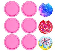 Jmkcoz 6 Pcs Silicone Car Coasters Mold Keychain Pendant Mold DIY Round Cup Coaster Molds Epoxy Resin Casting Mold for Crafts Homemade Coaster, Drink Coasters, Cup Mats, Home Decoration