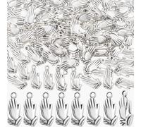JMKTOOL 100 Pieces Vintage Praying Hands Charms Antique Silver Alloy Creative Religious Prayer Dangle Pendants Craft Supplies for DIY Bracelets Necklaces Earrings Jewelry Making