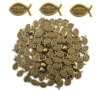 JMKTOOL 100pcs Mini Jesus Fish Spacer Beads Antique Bronze Tibetan Alloy Christian Fish Religious Loose Beads Accessories for DIY Bracelet Necklace Jewelry Making Supplies