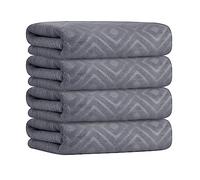 JML Bath Towel, Microfiber Bath Towels Set 4 Pack (30" x 60") - Large Size, Extra Absorbent, Quick Drying, Multipurpose Use as Bath Fitness Towel, Sports Towels, Yoga Towel, Grey Diamond Embossed