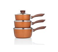 JML Copper Stone 3 Piece Saucepan Set with Lids Copper