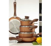 JML Copper Stone 5 Piece Saucepan and Frying Pan Set Copper