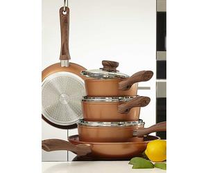 JML Copper Stone 5 Piece Saucepan and Frying Pan Set Copper