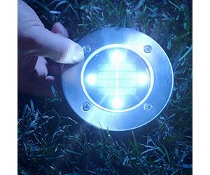 JML Disk Lights - Powerful, Solar-Powered, Wireless Outdoor Floor Lights - 4pc