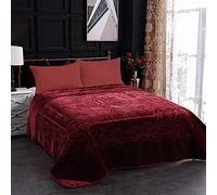 JML Fleece Blanket King Size, Heavy Korean Mink Blanket 85 X 95 Inches- 9 Lbs, Single Ply, Soft and Warm, Thick Raschel Printed Mink Blanket for Autumn,Winter,Bed,Home,Gifts, (Burgundy)