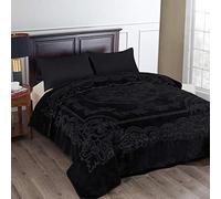 JML Fleece Blanket King Size, Heavy Korean Mink Blanket 85 X 95 Inches- 9 Lbs, Single Ply, Soft and Warm, Thick Raschel Printed Mink Blanket for Autumn,Winter,Bed,Home,Gifts, Black