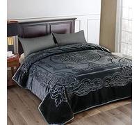 JML Fleece Blanket King Size, Heavy Korean Mink Blanket 85 X 95 Inches- 9 Lbs, Single Ply, Soft and Warm, Thick Raschel Printed Mink Blanket for Autumn,Winter,Bed,Home,Gifts, Dark Grey