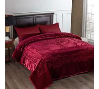 JML Fleece Blanket King Size, Heavy Korean Mink Blanket 85 X 95 Inches- 9 Lbs, Single Ply, Soft and Warm, Thick Raschel Printed Mink Blanket for Autumn,Winter,Bed,Home,Gifts, Burgundy