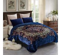 JML Fleece Blanket King Size, Heavy Korean Raschel Blanket for Winter, 85x95 Inches- 9 Lbs, 1 Ply, Soft,Warm, Thick Floral Printed with Embossing Pattern for Bed,Home,Gifts, Royal Blue Flower