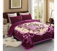 JML Fleece Blanket, Plush Blanket King Size 85" x 93", 10 Pounds Heavy Korean Style Mink Blanket - Silky Soft and Warm, 2 Ply A&B Printed Raschel Bed Blanket, Purple Flower