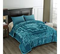 JML Korean Mink Fleece Blanket King Size Heavy 85" x 95" 9lb Single Layer Soft Warm Thick Raschel Blanket for Autumn Winter Teal