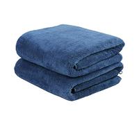 JML Luxury Hotel & SPA Bath Towels (2 Pack, 30"x60") - 350GSM High Density Fleece Towel Sets - Super Soft and Absorbent, Lint Free, Fade Resistant Oversized Bath Towel, Coral Fleece Navy