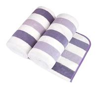 JML Microfiber Bath Towels, Bath Towel 2 Pack(30" x 60"), Oversized, Soft, Super Absortbent and Fast Drying, Multipurpose Use for Sports, Fitness, Yoga, Coral Fleece Stripe Purple