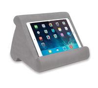 JML Pill-O-Pad Tablet Stand - Tri-Ledge, Lap Mounted, Soft Tablet Holder with Side Pocket - Compatible with iPad, Kindle and More, Sturdy and Lightweight, for Women & Men - Light Grey