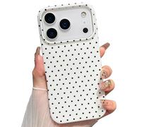 Jmltech for iPhone 17 Pro Max Case Cute Women Girly Aesthetic Polka Dot Design Retro Simple Trendy Shockproof Protective Flexible Phone Cases White Black Dots