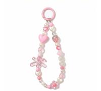 Jmltech Phone Charm Strap Heart Strawberry Hand Phone Wrist Strap Camera Lanyard Pearl Beaded Cute Chain Aesthetic Accessories for iPhone 17 Pro Max Women Girls Phones Bag Keychain Pink Style