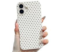 Jmltech Polka Dot Phone Case for iPhone 16 Plus Cases Cute Aesthetic Women Trendy Chic Soft Silicone Shockproof Protective Slim Cover for iPhone 16 Plus White Black