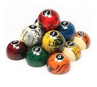JMMBY 2-1/4" Premium Billiard Balls Set,Marble-Swirl Style Billiards Ball Complete 16 Ball Set (Marble Black)