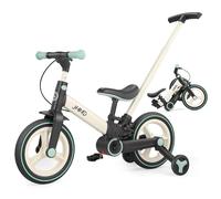 JMMD Balance Bike with Training Wheels and Pedals, Kids Push Bike with Adjustable Push Handle, Fun and Safe Toddler Tricycle for Boys and Girls with Brakes & Kickstand, Age18 Months-5 Years, Mint