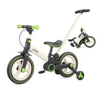 JMMD Balance Bike with Training Wheels and Pedals, Kids Push Bike with Adjustable Push Handle, Fun and Safe Toddler Tricycle for Boys and Girls with Brakes & Kickstand, Age18 Months-5 Years, Green