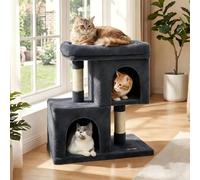 JMMSP Cat Tree 82cm with Dual Condos for Indoor Cats,Top Perch, 3 Caves, Sisal Scratching Post, Pet Climbing Furniture Activity Center play towers & trees for cats (Dark Gray)