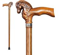 JMMSP Hand Carved Horse Head Wooden Walking Cane,Ergonomic Grip Handle,Handmade Vintage Wooden Walking Stick For Men And Women -Fashionable Unique Walking Stick For Seniors