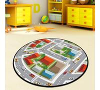 JMMSP Kids Car Road Play Rug, City Life Design, Great For Playing With Cars And Toys, Durable And Safe Playmat For Nursery Room Playroom Bedroom Decor(Size:160x160cm,Color:#4)