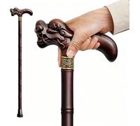 JMMSP Wooden Walking cane For Men And Women,3D Dragon Engraved Walking cane,Hand Carved Dragon head Walking Sticks Ergonomic Grip Handle for Gift Giving (35in)