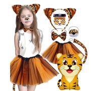 JMOCD Animal Costume Set with Accessories,Pig/Leopard/Tiger/Dalmatian/Giraffe/Black Cat Fancy Dress Up Outfits for World Book Day Halloween Nativity Christmas Carnival Cosplay Accessories (Tiger)