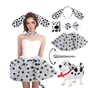 JMOCD Animal Costume Set with Accessories,Pig/Leopard/Tiger/Dalmatian/Giraffe/Black Cat Fancy Dress Up Outfits for World Book Day Halloween Nativity Christmas Carnival Cosplay Accessories (Dalmatian)