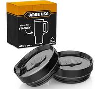 Jmoe USA 40oz & 64oz Sliding Lid for Stanley Adventure Quencher H2.0 Flowstate Tumblers With Handle | Leakproof & Spillproof | Made of BPA and Food-Grade Materials | Dishwasher Safe (Black, 2-Pack)