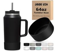 Jmoe USA Boot for 64oz Stanley Quencher H2.0 FlowState Tumbler With Handle | BPA Free Silicone | Sleeve Protector for Bottom of Cup | Protects Against Dents & Scratches (Black)