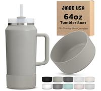 Jmoe USA Boot for 64oz Stanley Quencher H2.0 FlowState Tumbler With Handle | BPA Free Silicone | Sleeve Protector for Bottom of Cup | Protects Against Dents & Scratches (Ash)