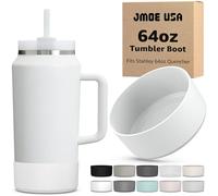 Jmoe USA Boot for 64oz Stanley Quencher H2.0 FlowState Tumbler With Handle | BPA Free Silicone | Sleeve Protector for Bottom of Cup | Protects Against Dents & Scratches (White)