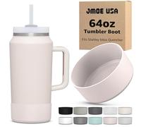 Jmoe USA Boot for 64oz Stanley Quencher H2.0 FlowState Tumbler With Handle | BPA Free Silicone | Sleeve Protector for Bottom of Cup | Protects Against Dents & Scratches (Rose Quartz)