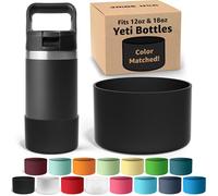 Jmoe USA Silicone Boot for Yeti Rambler Jr 12oz and 18oz Bottle | 2mm Sleeve | Anti-Slip Boot | Protector for the Bottom of your Bottle | Protects Against Damage | BPA Free Silicone (Black)