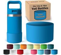 Jmoe USA Silicone Boot for Yeti Rambler Jr 12oz and 18oz Bottle | 2mm Sleeve | Anti-Slip Boot | Protector for the Bottom of your Bottle | Protects Against Damage | BPA Free Silicone (Big Wave Blue)