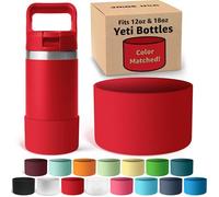 Jmoe USA Silicone Boot for Yeti Rambler Jr 12oz and 18oz Bottle | 2mm Sleeve | Anti-Slip Boot | Protector for the Bottom of your Bottle | Protects Against Dents & Scratches | BPA Free Silicone (Red)