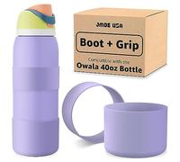 Jmoe USA Silicone Boot Sleeve + Hand Grip for Owala 40oz Water Bottle | BPA Free & Food-Grade Silicone Rubber | Protective Anti-Slip Bottom Bumper Cover | Protects Against Scratches (Retro Boardwalk)