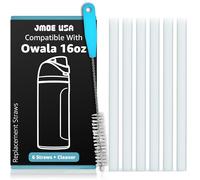 Jmoe USA Straws for 16oz Owala Kids Freesip Water Bottle | Replacement Plastic Straws Designed for Owala Kids 16 oz Bottle | 6-Pack Includes Cleaning Brush | Food Grade & BPA Free