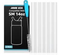 Jmoe USA Straws for Simple Modern Kids 14oz Water Bottle | Replacement Plastic Straws Designed for SM 14 oz Summit Bottle | 6-Pack Includes Cleaning Brush | Food Grade & BPA Free