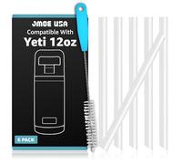 Jmoe USA Straws for YETI Rambler Jr. 12oz Kids Bottles | Replacement Plastic Straw Accessories | Food Grade & BPA Free | 6-Pack | With Cleaning Brush