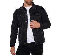 JMOJO Denim Jacket Mens - Regular Fit & Lightweight Trucker Style - Black Denim Jacket Mens Casual Outerwear with Vintage Distressed Look - Perfect for Streetwear, Concerts, Travel & Everyday Wear