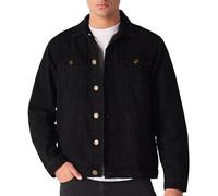 JMOJO Denim Jacket Mens - Regular Fit & Lightweight Trucker Style - Black Denim Jacket Mens Casual Outerwear with Vintage Distressed Look - Perfect for Streetwear, Concerts, Travel & Everyday Wear