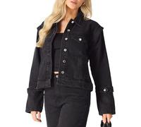 JMOJO Denim Jackets Women - 100% Cotton Trucker Casual Ladies Denim Jackets in Regular Fit & Plus Sizes with Waist Adjuster - Jackets for Women UK - Perfect for Beach Party Picnic Outing