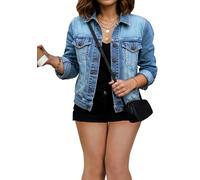 JMOJO Denim Jackets Women - 100% Cotton Trucker Casual Ladies Denim Jackets in Regular Fit & Plus Sizes with Waist Adjuster - Jackets for Women UK - Perfect for Beach Party Picnic Outing