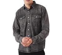 JMOJO Denim Shirts - Slim Fit Long Sleeve Smart Casual - Western Button Down with Chest Pockets - Men's Formal Pointed Collar Shirts - Adult